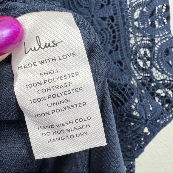 Lulus NWT Cocktail Ready Navy Blue Crochet Lace Midi Dress M - Feminine, Romance - Picture 12 of 14